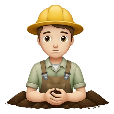 Sad young white gardener  sticker