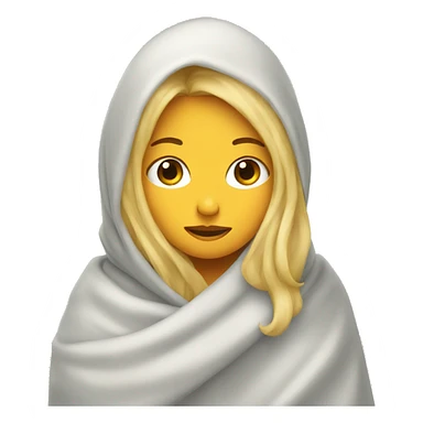 Blonde girl wrapped in blanket over head sticker