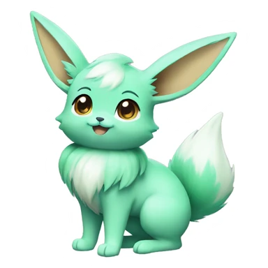 Kawaii Shiny Pastel Green Eevee Full Body sticker