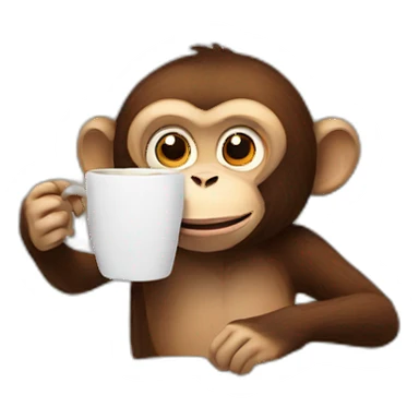 monkey drinking coffee sticker