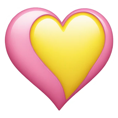 half yellow heart, half pink heart sticker