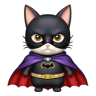bat man cat with cape and mask sticker