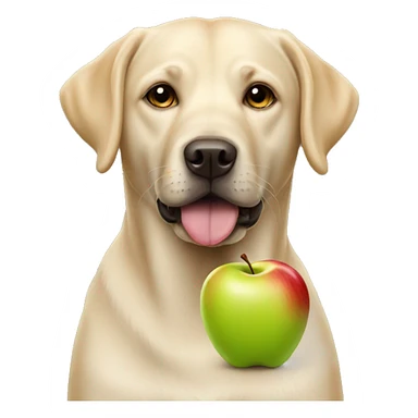 Labrador with an apple sticker