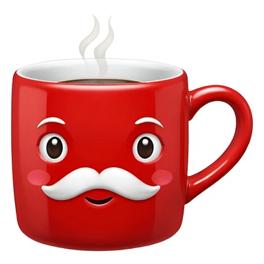 Red Coffee mug with detailed hugs and kisses print, embellishment sticker