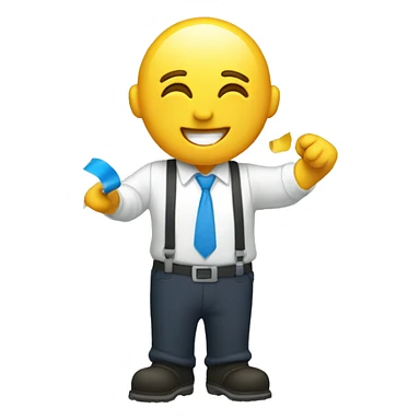 worker celebrating, confetti sticker