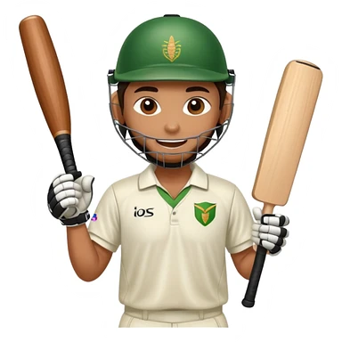 cricket player celebrating after hitting a six, bat raised sticker