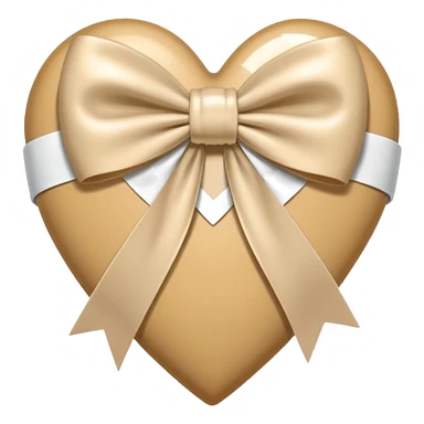 Beige heart with white ribbon and bow  sticker