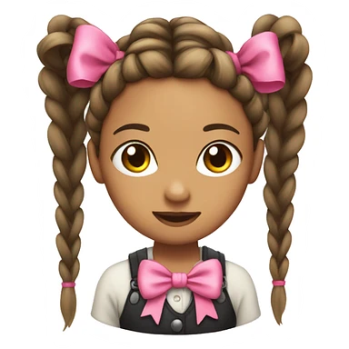 Braids with pink bow sticker