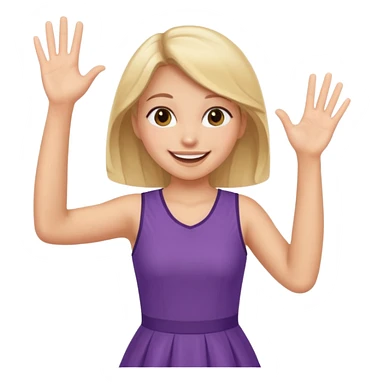 A girl in a jersey dress, waving both arms in pure joy. sticker