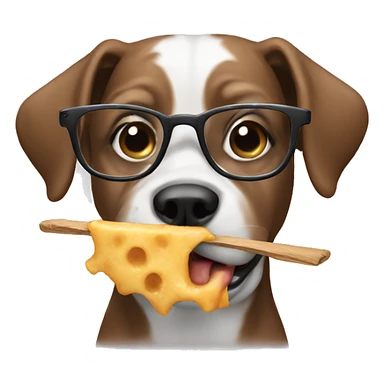 Dog eating with glasses  sticker