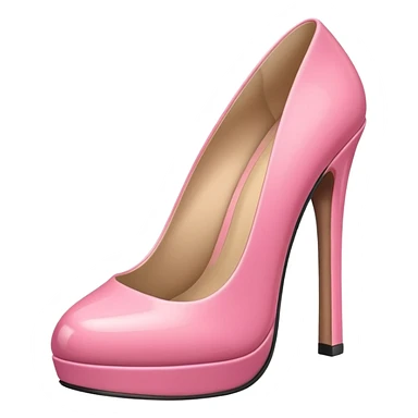 A 3D cartoon rose-pink high heel shoe with glossy finish and slim heel, elegant and feminine, isolated on plain background, Memoji-style. sticker