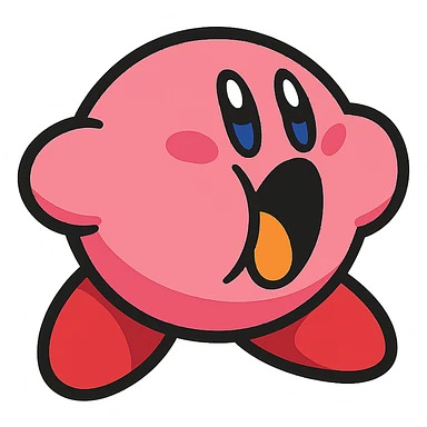 Kirby inhaling, cheeks puffed out, vibrant toon style sticker