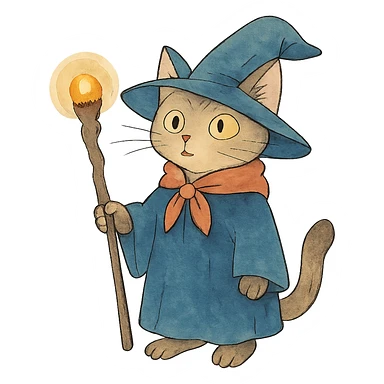 ghibli style wizard cat sticker