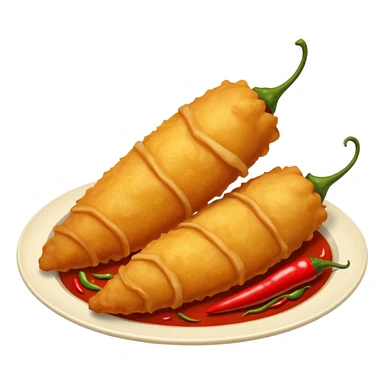 indonesian fried food with chili on the side of the plate sticker