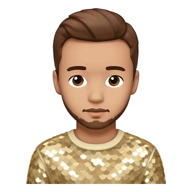 Liam Payne from One Direction with light skin, brown hair, cream sequin outfit sticker