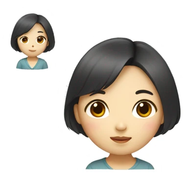 Korean girl witha a bob sticker
