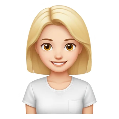 smiling girl in white shirt sticker