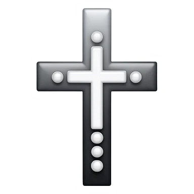 Elegant emoji icon of a white cross made of white beads, glossy surface, subtle shadows, pure white palette, centered sticker