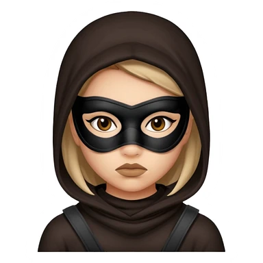 Girl robber wearing mask with pouty eyes sticker