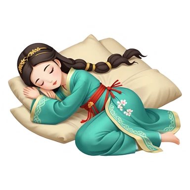 Beautiful girl in Hanfu lying on the ground sleeping sticker
