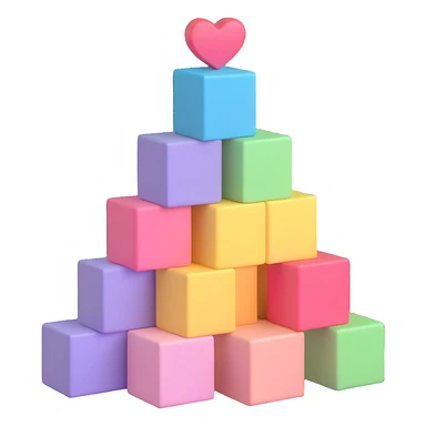 stack of pastel blocks with a heart, playful and safe, no text sticker