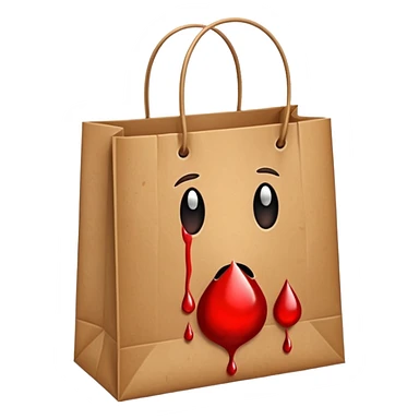shopping bag brown with blood drops no face sticker
