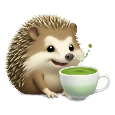Hedgehog sipping matcha sticker