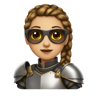 Girl knight with French braids, brown hair and sunglasses sticker