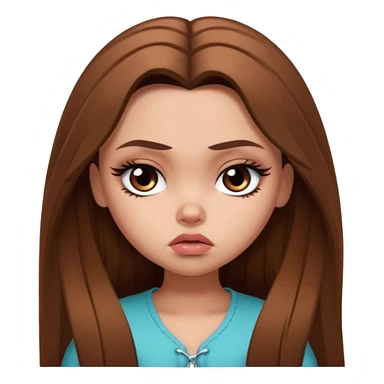 sad pretty bratz baddie, long brown hair sticker