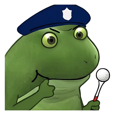 Bufo putting on a golf course sticker