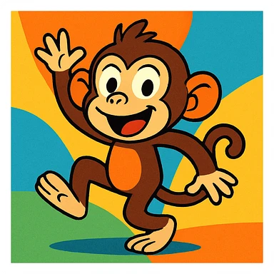 playful monkey, cartoon style, vibrant colors, fun expression sticker