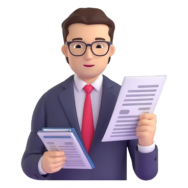 professional male accountant in suit reviewing documents sticker