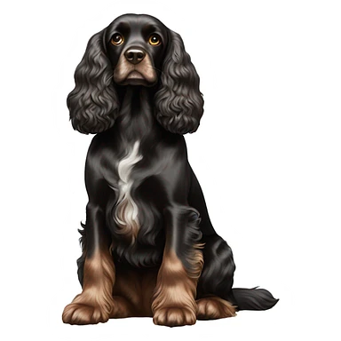 Black cocker spaniel sitting full pose sticker