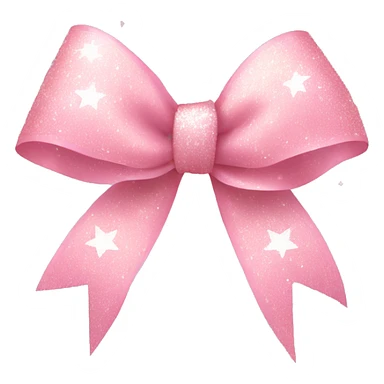 light pink ribbon bow, glitter, with shimmering stars on it sticker