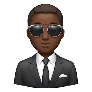 Dark-skinned African man with sunshades in an office background, wearing a suit.  sticker