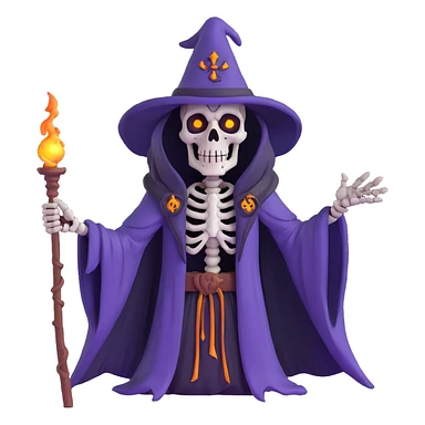 undead skeleton lich wizard with glowing eyes sticker