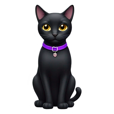 Black cat with purple collar sticker