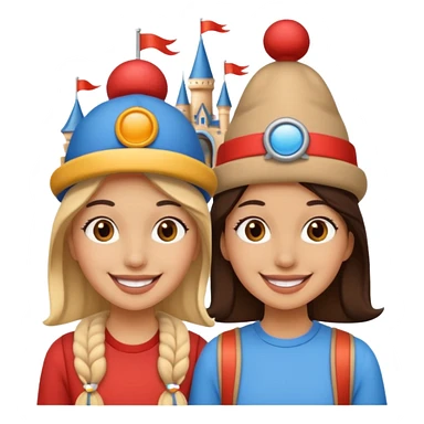 photo frame of 2 friends in a theme park sticker