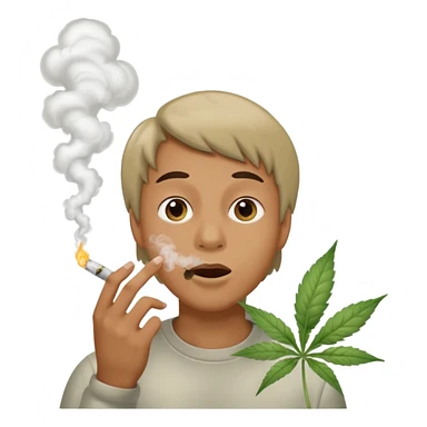 😮 face with 👌🏽hand to the mouth puffing on a weed joint sticker