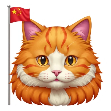Orange Cat With the Flag of China in the backgorund sticker