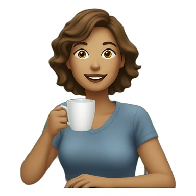 Woman drinking coffee in the garden sticker