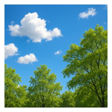 A sunny day with trees, sky, and clouds sticker