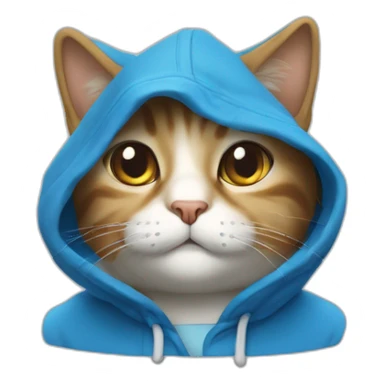 un chat avec une capuche avec reyur bleu est bland realiste sticker