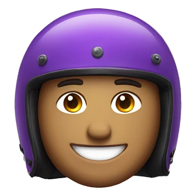 purple Motorcycle helmet with man with happy face sticker