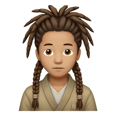 Casual person with tied-back dreadlock, asian sticker