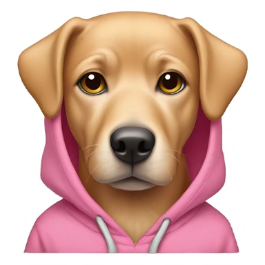 Tan dog wearing a pink hoodie sticker