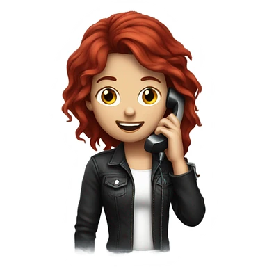Dark red haired rockstar girl talking on the phone sticker