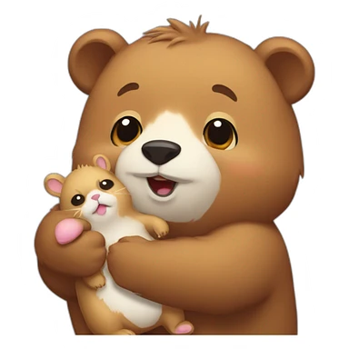 bear with hamster huging sticker