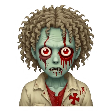 curly haired zombie sticker