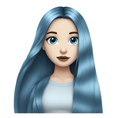 Instagram model girl with long black hair, pale skin and pretty blue eyes sticker